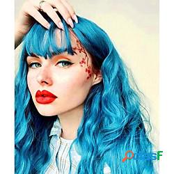 parrucche blu parrucca ondulata blu con frangetta parrucche