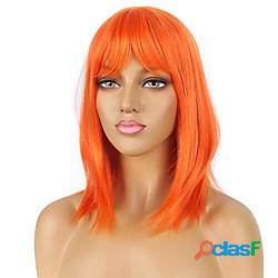 parrucche corte con frangia parrucca sintetica arancione