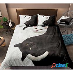 set copripiumino gatto bianco e nero set biancheria da letto
