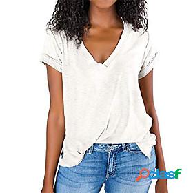 sysea womens summer short sleeve t shirts slit v neck tunic