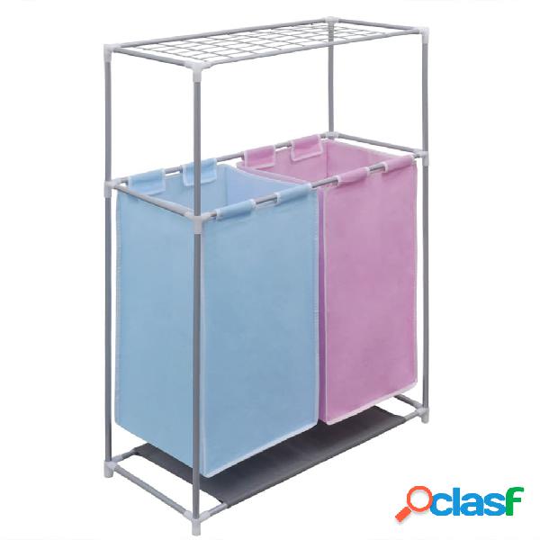 vidaXL 2-Section Porta biancheria con ripiano stendi