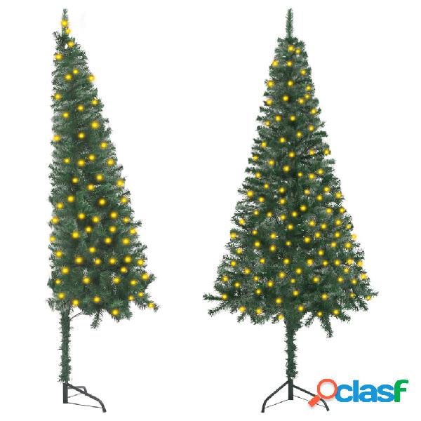 vidaXL Albero Natale Angolare con LED Verde 150 cm in PVC