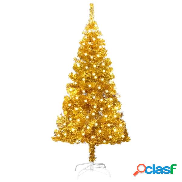vidaXL Albero di Natale Artificiale con LED e Supporto Oro