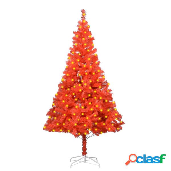 vidaXL Albero di Natale Artificiale con LED e Supporto Rosso