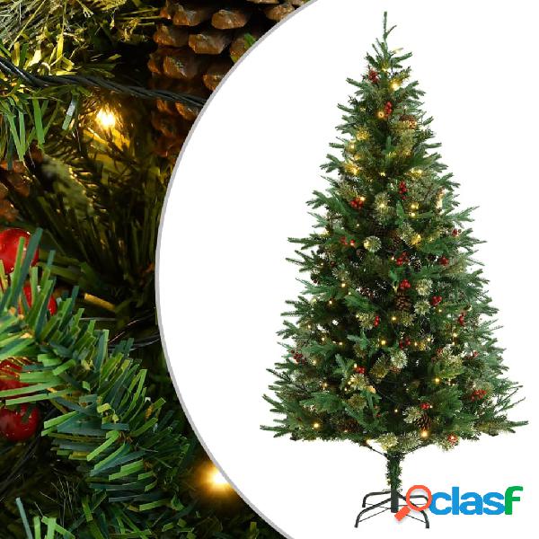 vidaXL Albero di Natale con LED e Pigne Verde 195 cm PVC e