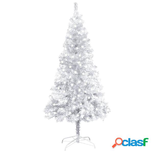 vidaXL Albero di Natale con LED e Supporto Argento 120 cm