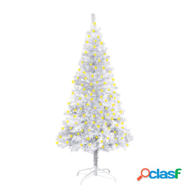 vidaXL Albero di Natale con LED e Supporto Argento 150 cm