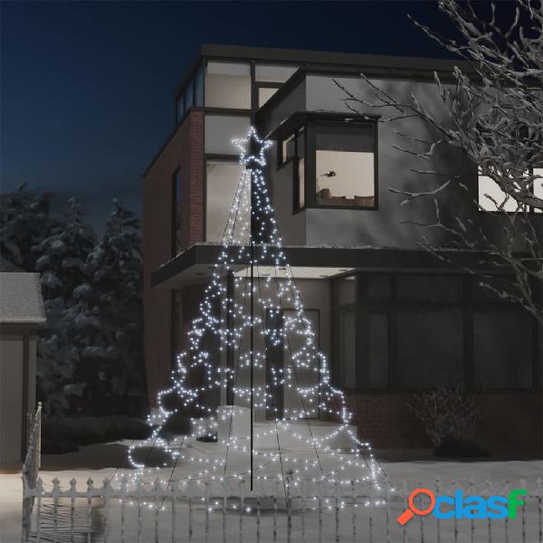 vidaXL Albero di Natale con Palo in Metallo 500 LED Bianco