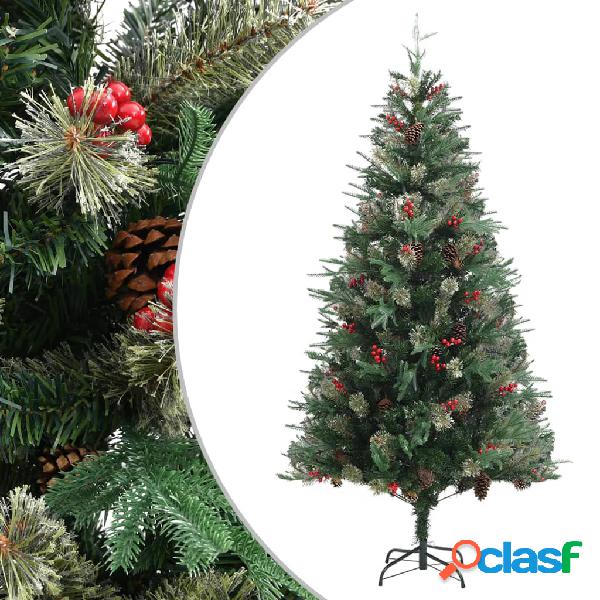 vidaXL Albero di Natale con Pigne Verde 225 cm in PVC e PE