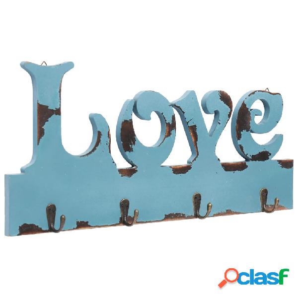 vidaXL Appendiabiti a Muro LOVE 50x23 cm