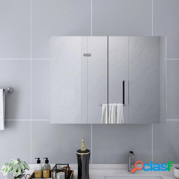 vidaXL Armadietto a Specchio Bianco 80x15x60 cm in MDF