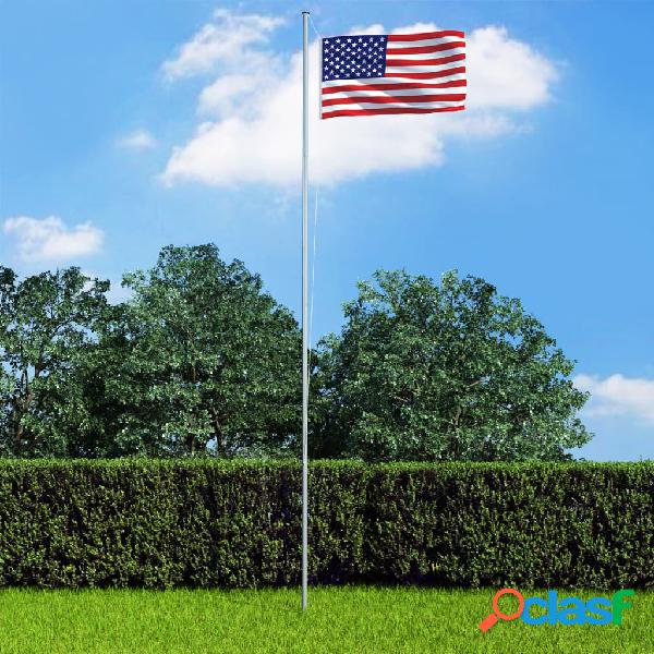 vidaXL Bandiera degli Stati Uniti con Pennone in Alluminio