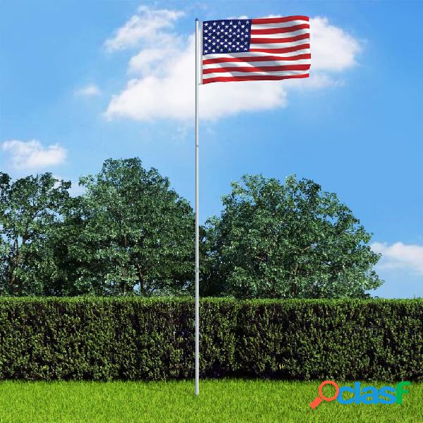 vidaXL Bandiera degli Stati Uniti con Pennone in Alluminio 6