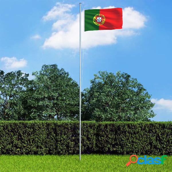 vidaXL Bandiera del Portogallo con Pennone in Alluminio 6,2