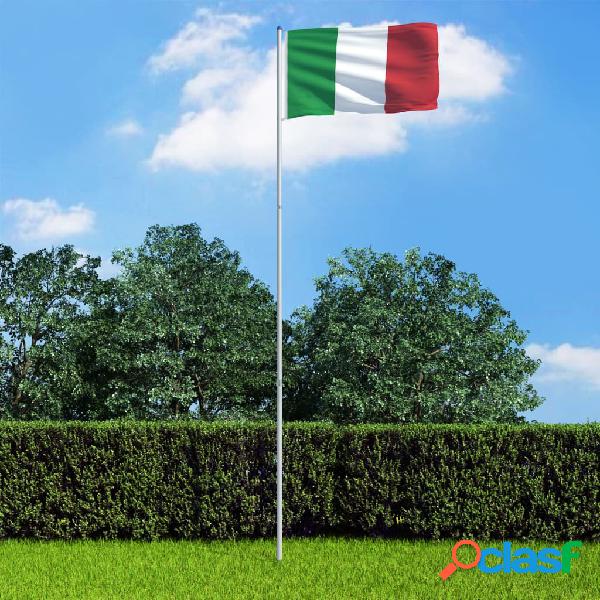 vidaXL Bandiera dellItalia con Pennone in Alluminio 6 m