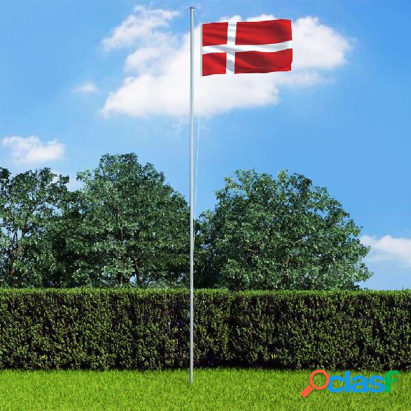 vidaXL Bandiera della Danimarca con Pennone in Alluminio 6,2
