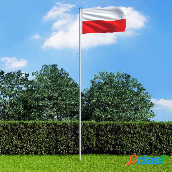 vidaXL Bandiera della Polonia con Pennone in Alluminio 6 m