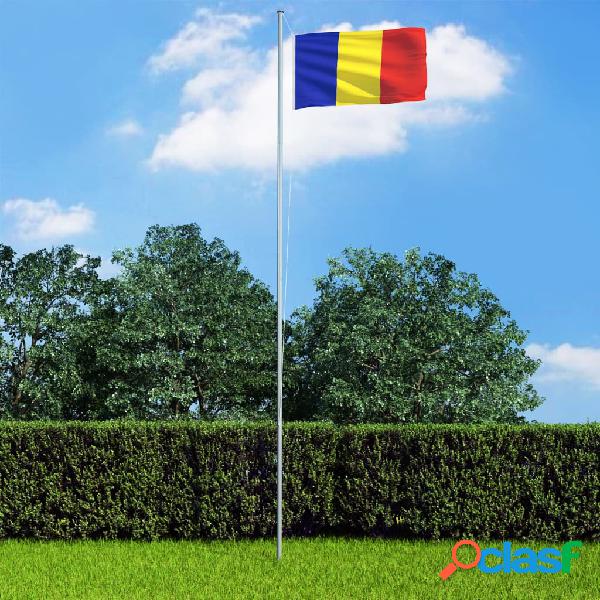 vidaXL Bandiera della Romania con Pennone in Alluminio 6,2 m