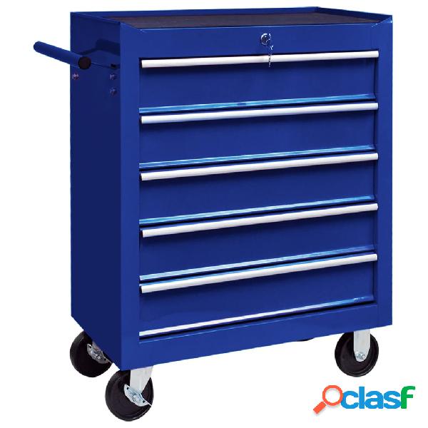 vidaXL Carrello Portautensili con 5 Cassetti per Officina