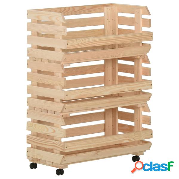 vidaXL Carrello Portaverdure 57x30x80 cm in Legno Massello