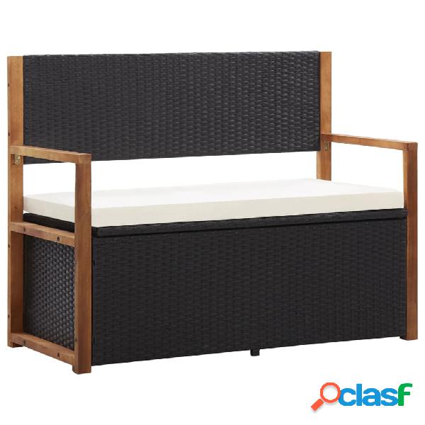 vidaXL Cassapanca 110 cm in Polyrattan e Legno Massello di