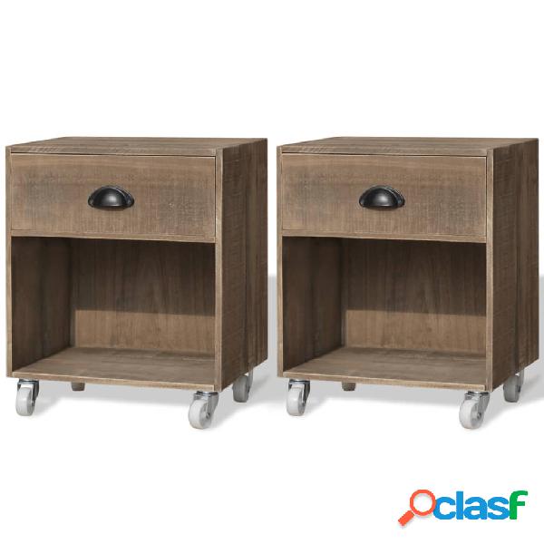 vidaXL Comodini 2 Pezzi Marrone in Legno Massello