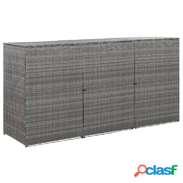 vidaXL Copribidone Triplo Spazzatura Antracite 229x78x120cm