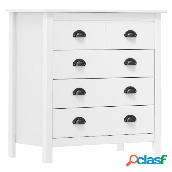 vidaXL Credenza Hill Range Bianco 79x40x80 cm Legno Massello