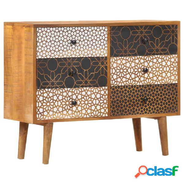 vidaXL Credenza con Motivo Stampato 90x30x70 cm in Massello