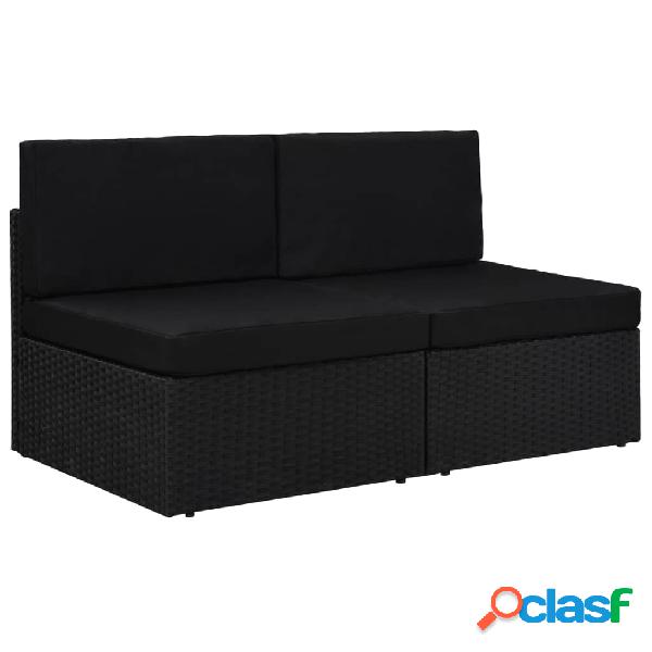 vidaXL Divano Modulare a 2 Posti in Polyrattan Nero