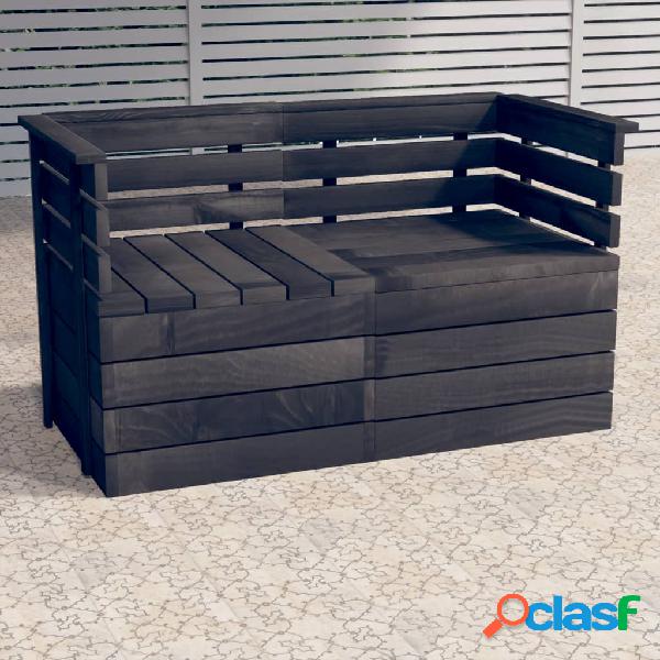 vidaXL Divano da Giardino 2 Posti su Pallet Grigio Scuro