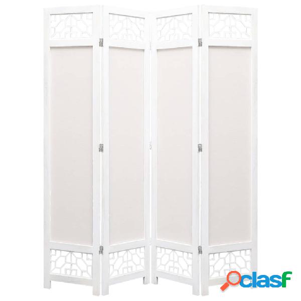 vidaXL Divisorio a 4 Pannelli Crema 140x165 cm in Tessuto