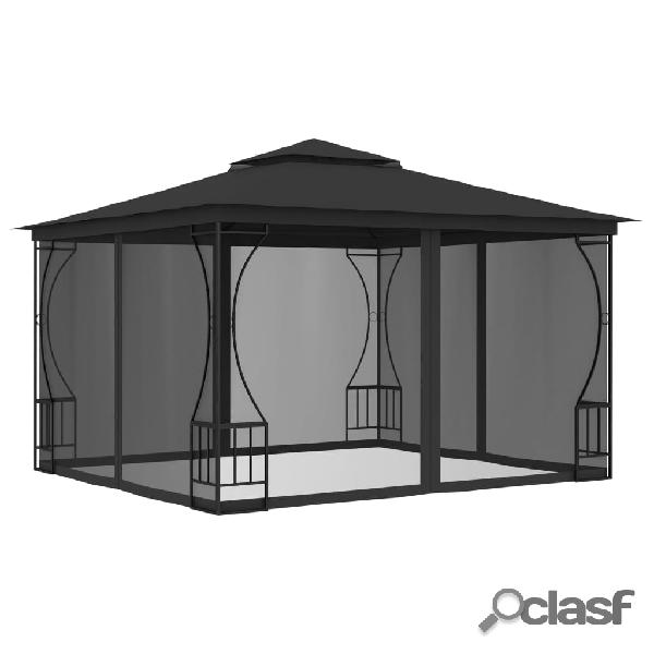 vidaXL Gazebo con Rete 300x300x265 cm Antracite