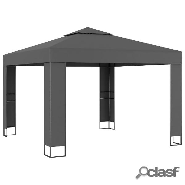 vidaXL Gazebo con Tetto Doppio 3x3 m Antracite