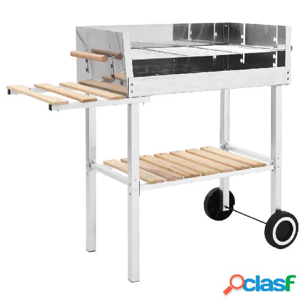 vidaXL Griglia per Barbecue a Carrello XXL Acciaio Inox con