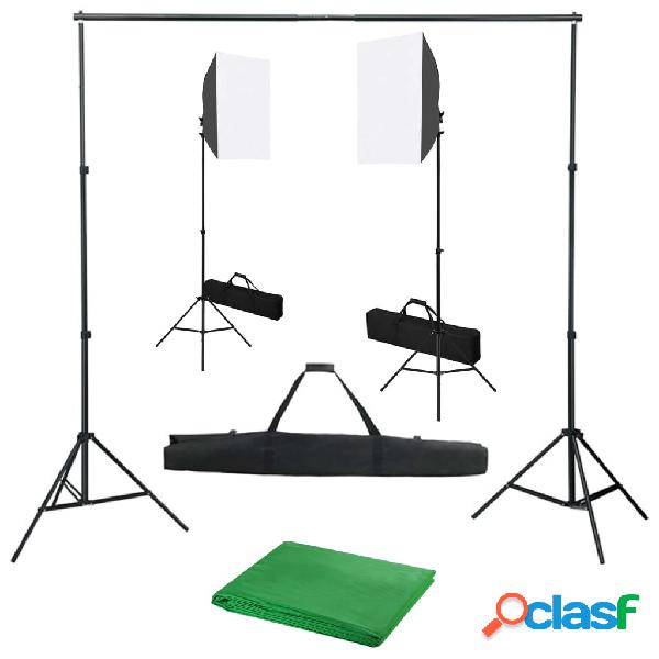 vidaXL Kit Studio Fotografico con Luci Softbox e Fondale