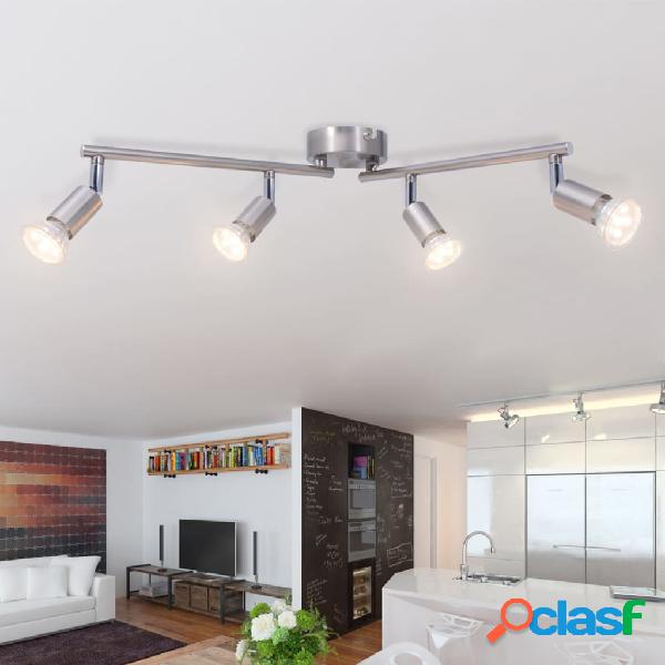 vidaXL Lampada da Soffitto con 4 Faretti a LED in Nichel