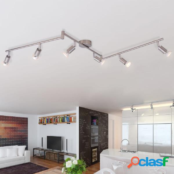 vidaXL Lampada da Soffitto con 6 Faretti a LED in Nichel