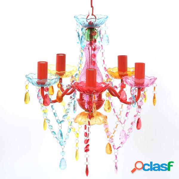 vidaXL Lampada in Cristallo a 5 Lampadine Multicolore