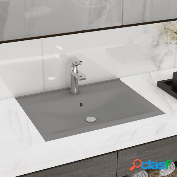 vidaXL Lavabo con Foro Rubinetto Grigio Chiaro Opaco 60x46