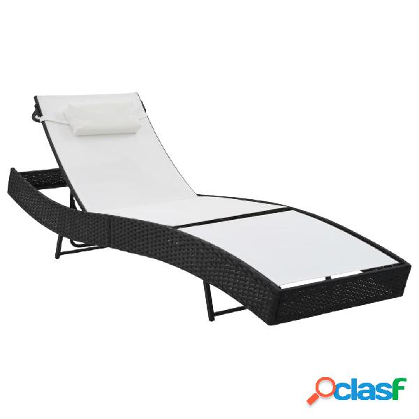 vidaXL Lettino Prendisole con Cuscino in Polyrattan Nero