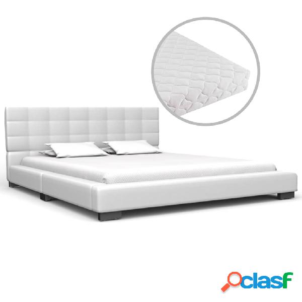 vidaXL Letto con Materasso Bianco in Similpelle 140x200 cm