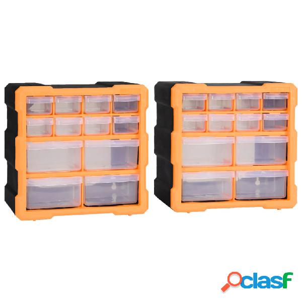 vidaXL Mobili Contenitori con 12 Cassetti 2 pz 26,5x16x26 cm