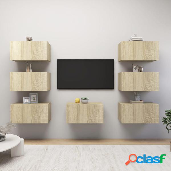 vidaXL Mobili TV 7 pz Rovere Sonoma 30,5x30x60 cm in