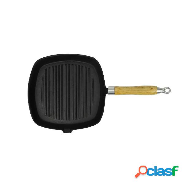 vidaXL Padella Tegame Griglia in Ghisa con Manico in Legno