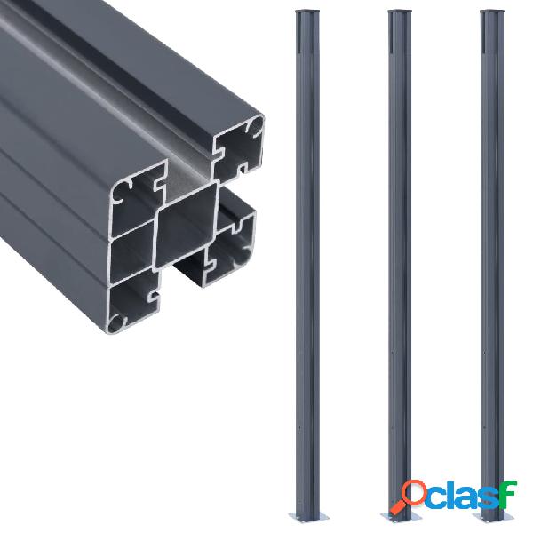vidaXL Pali di Recinzione 3 pz Grigio Scuro 185 cm in