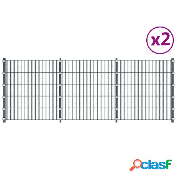 vidaXL Pannelli di Recinzione 2 pz Ferro 6x2 m 12m (Totale)