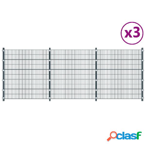 vidaXL Pannelli di Recinzione 3 pz Ferro 6x2 m 18m (Totale)