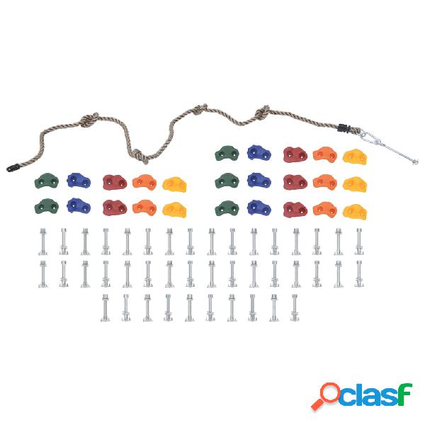 vidaXL Pietre da Arrampicata con Fune 25 pz Multicolore