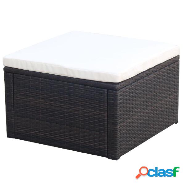 vidaXL Poggiapiedi Ottomana in Polyrattan 53x53x30 cm